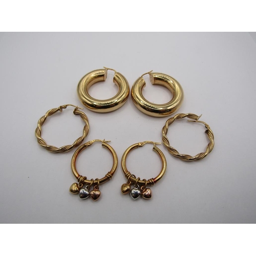 1476 - BOX OF THREE PAIRS OF 9ct GOLD EARRINGS 14.6g