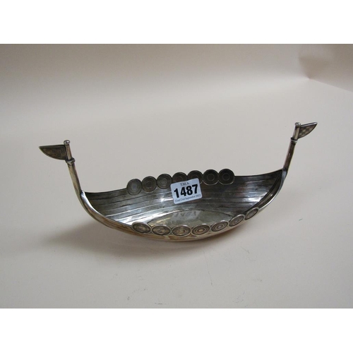 1487 - STERLING SILVER VIKING LONGSHIP BOWL, 5.2ozt