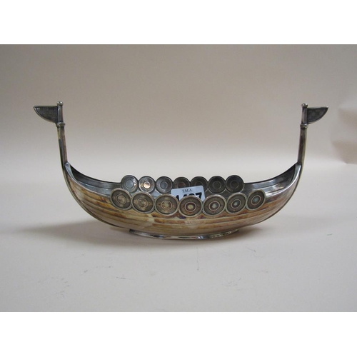 1487 - STERLING SILVER VIKING LONGSHIP BOWL, 5.2ozt