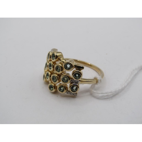 1489 - GOLD AQUAMARINE BUBBLE RING - SIZE P 1/2