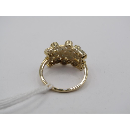 1489 - GOLD AQUAMARINE BUBBLE RING - SIZE P 1/2