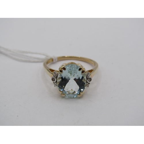 1490 - GOLD AQUAMARINA & TOPAZ RING 4-5 CTS - SIZE U