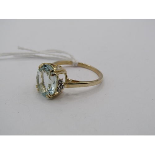 1490 - GOLD AQUAMARINA & TOPAZ RING 4-5 CTS - SIZE U