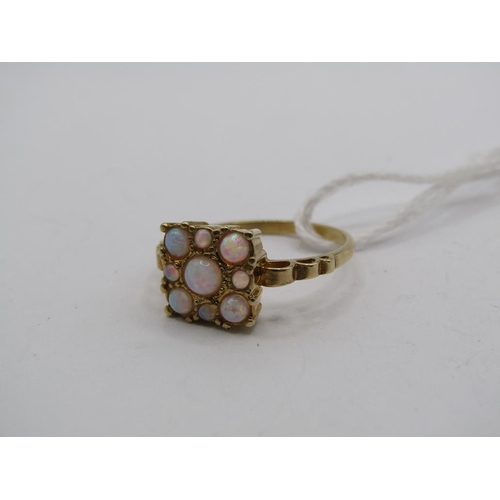 1493 - GOLD ON SILVER OPALINE RING - SIZE P 1/2