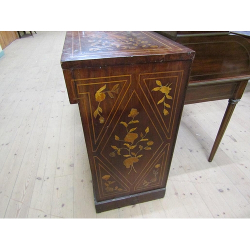 1755 - 19c CONTINENTAL MARQUETRY SIDE CABINET WITH CUPBOARD BASE ENCLOSED BY TWO DOORS 117 x 91cms H