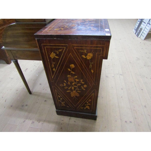 1755 - 19c CONTINENTAL MARQUETRY SIDE CABINET WITH CUPBOARD BASE ENCLOSED BY TWO DOORS 117 x 91cms H