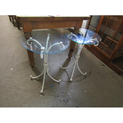 561 - PAIR OF GLASS TOP TABLES