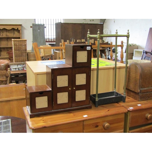 636 - MAHOGANY CUPBOARD AND A VICTORIAN STICK STAND