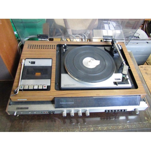 755 - VINTAGE GARRARD STEREO SYSTEM AND TWO WHARFEDALE SPEAKERS