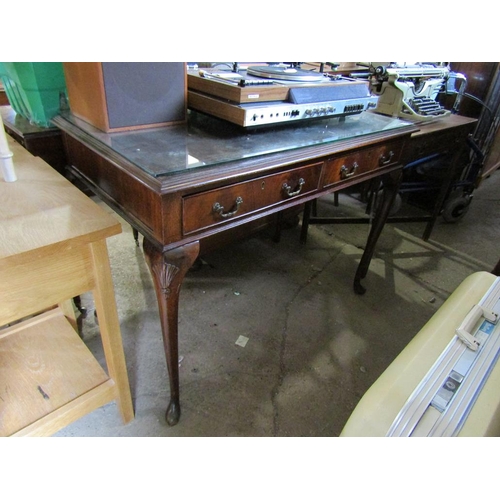 756 - EARLY 20c LEATHER TOP SIDE TABLE