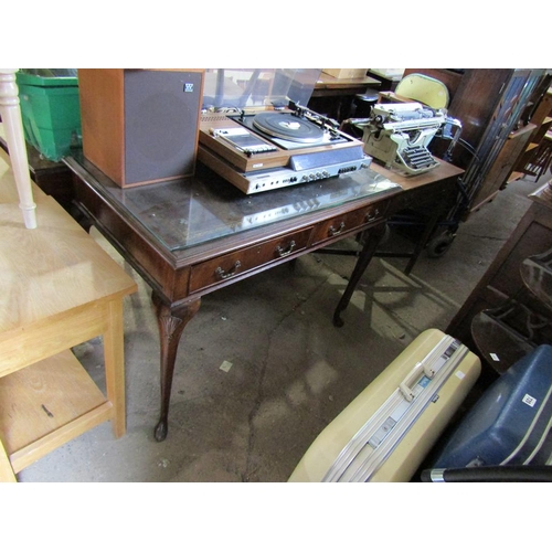 756 - EARLY 20c LEATHER TOP SIDE TABLE