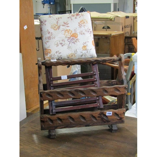 788 - MAGAZINE RACK AND A FOLDING STOOL