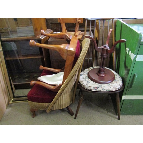 830 - ERCOL CHAIR, TRIPOD TABLE, STOOL, LLOYD LOOM CHAIR