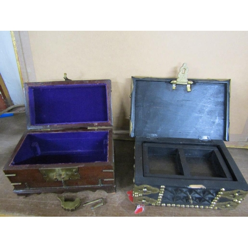 10 - TWO WOODEN BOXES WITH BRASS FITTINGS