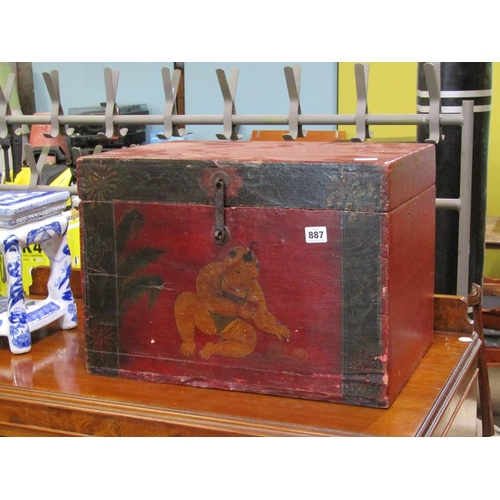 887 - ORIENTAL RED PAINTED BOX