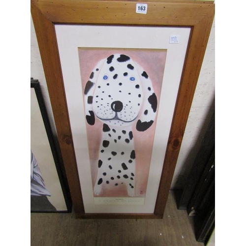 163 - FRAMED HERBERT DOG PRINT; CANVAS