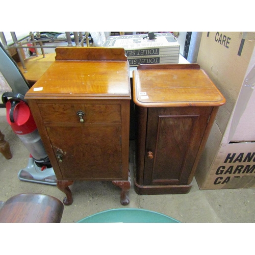 834 - VICTORIAN BEDSIDE CUPBOARD AND A MAHOGANY BEDSIDE CUPBOARD