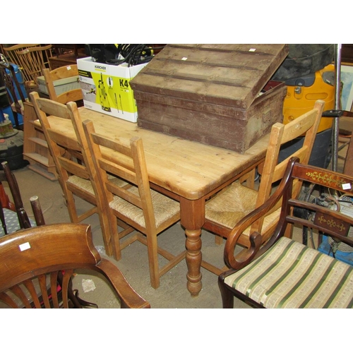 931 - PINE DINING TABLE AND SIX CHAIRS