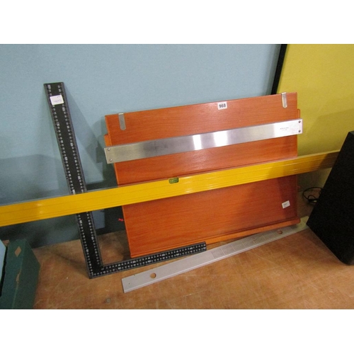 968 - SPIRIT LEVEL, DRAWING BOARD, RULER