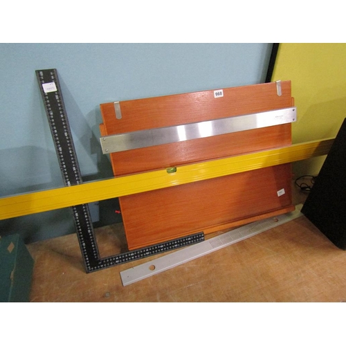 968 - SPIRIT LEVEL, DRAWING BOARD, RULER