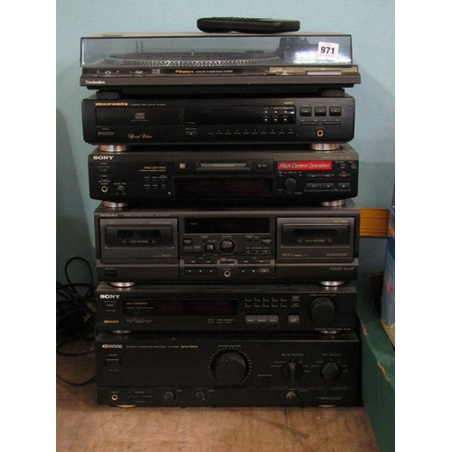 971 - QTY OF STEREO EQUIPMENT TO INCLUDE MARANTZ AND TECHNICS.