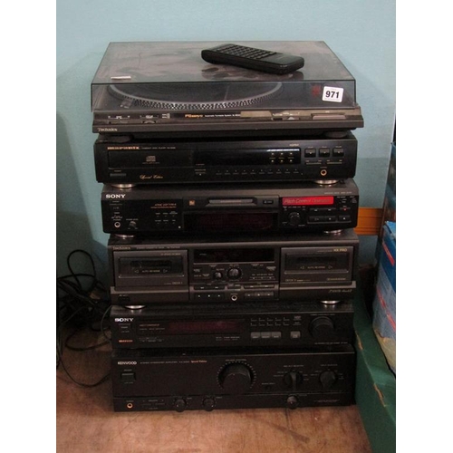 971 - QTY OF STEREO EQUIPMENT TO INCLUDE MARANTZ AND TECHNICS.