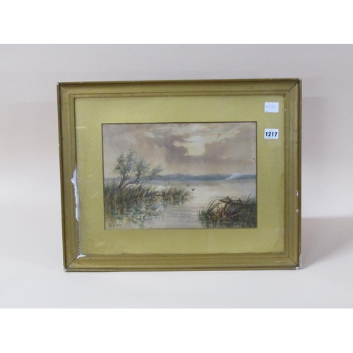 1217 - ALBERT HARDY - PUNT GUN SHOOTING, SIGNED WATERCOLOUR, F/G, 24CM X 34CM