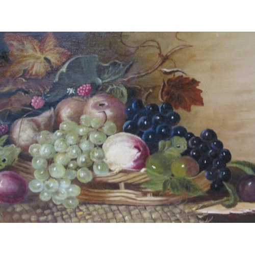 1221 - B.M NEEDHAM - STILL LIFE, FRUIT, SIGNED OIL ON CANVAS, FRAMED, 34CM X 44CM