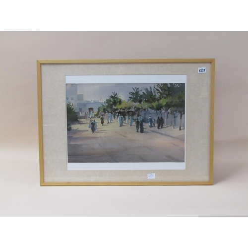 1237 - T WAUGH - ARABIAN STREET SCENE, SIGNED WATERCOLOUR, F/G, 33CMX 48CM