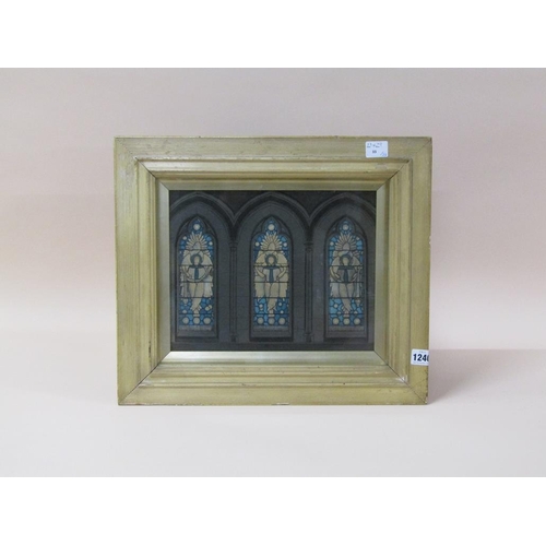 1240 - IN MEMORIUM - WATERCOLOUR, CATHEDRAL WINDOWS, BAGNALL FAMILY, F/G, 23CM X 29CM