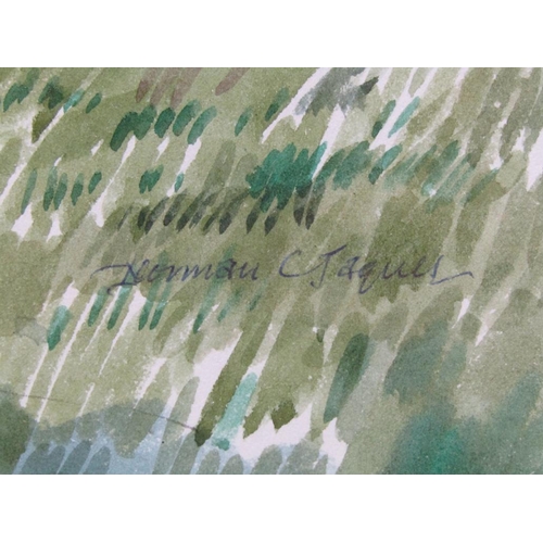 1243 - NORMAN JAQUES - TREES, SIGNED WATERCOLOUR, F/G, 40CM X 27CM