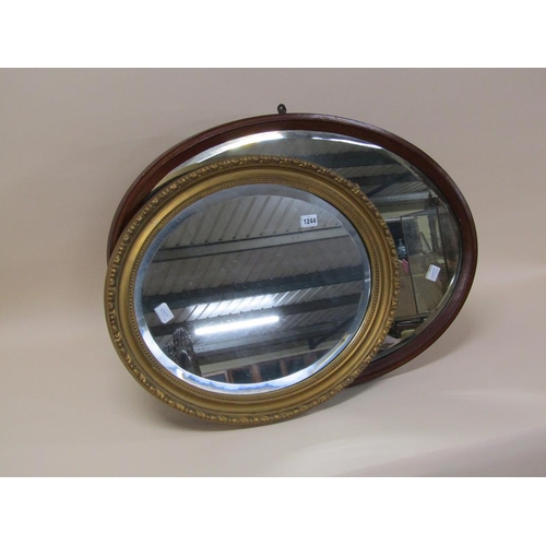 1244 - TWO OVAL MIRRORS - ONE GILT