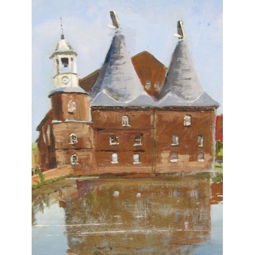 1246 - PETER LUSCOMBE - THE OAST HOUSE, SIGNED OIL ON PANEL UNFRAMED, 41CM X 30CM