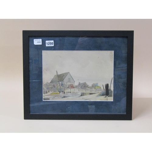 1250 - D PURNELL 1933 - THE BOAT YARD, SIGNED WATERCOLOUR, F/G, 20CM X 28CM