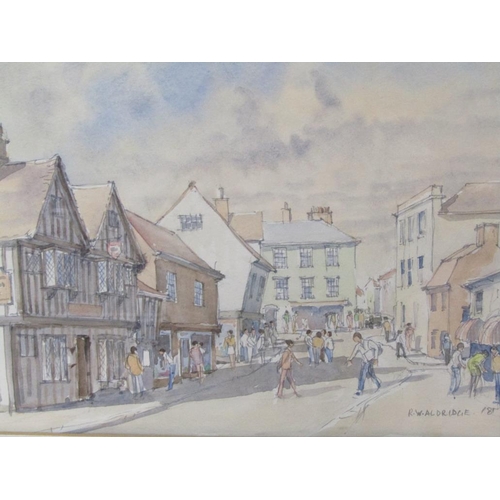 1262 - W.R ALDRIDGE - STREET SCENE, SIGNED WATERCOLOUR, F/G, 26CM X 35CM