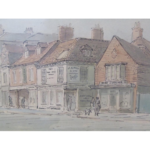 1265 - UNSIGNED - EARLY 20C STREET SCENE, WATERCOLOUR, F/G, 15CM X 27CM