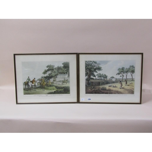 1266 - PAIR - LATE 19C COLOURED PRINTS, FOX HUNTING AND PARTRIDGE SHOOTING, F/G, 34CM X 42CM