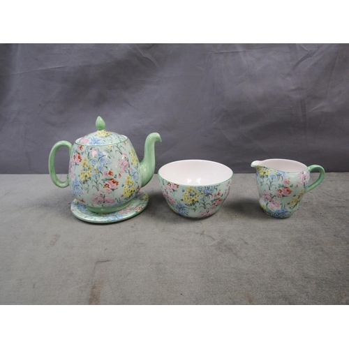 1834 - COLLECTION OF SHELLEY MELODY CHINTZ WARES - TEAPOT 17CM H