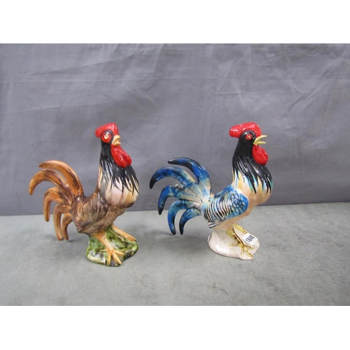 1848 - PAIR OF BABBACOMBE POTTERY ROOSTERS, 25CM H