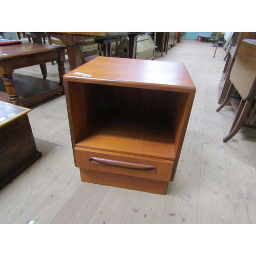 1917 - 1970s TEAK BEDSIDE CABINET, FITTED ONE DRAWER 46 x 54 cms