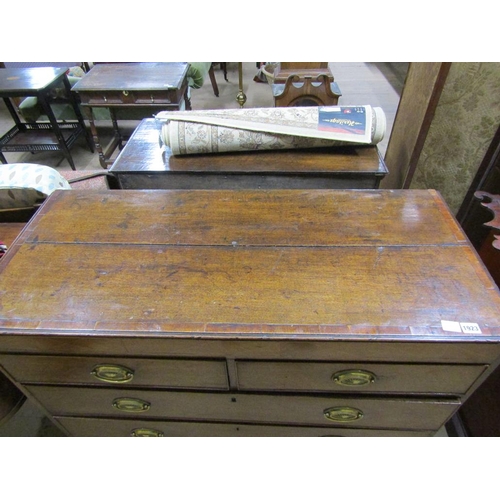 1923 - LATE GEORGIAN MAHOGANY CHEST OF TWO SHORT/THREE LONG GRADUATED DRAWERS, CROSS BANDED AND LINE INLAID... 