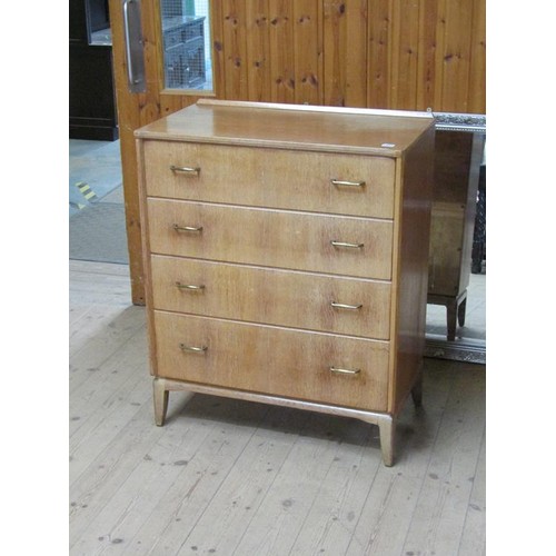 1927 - 1970s LEBUS OAK CHEST OF FOUR LONG DRAWERS WITH GILT METAL HANDLES ON SLIGHTLY TAPERED SQUARE LEGS 7... 