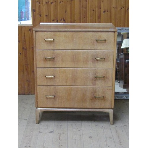 1927 - 1970s LEBUS OAK CHEST OF FOUR LONG DRAWERS WITH GILT METAL HANDLES ON SLIGHTLY TAPERED SQUARE LEGS 7... 