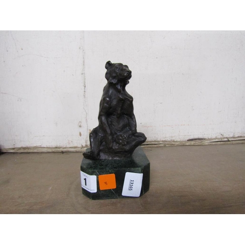 1 - BRONZED BEAR ON MARBLE BASE