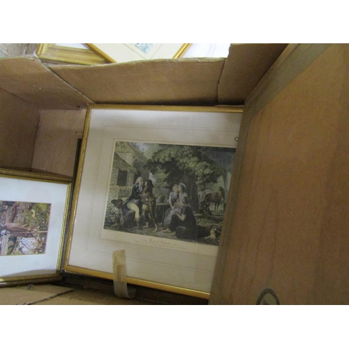 144 - BOX OF PRINTS AND FRAMES