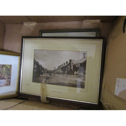 144 - BOX OF PRINTS AND FRAMES