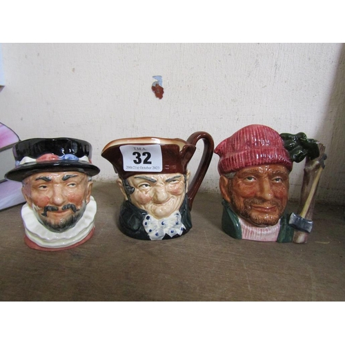 32 - THREE DOULTON CHARACTER JUGS