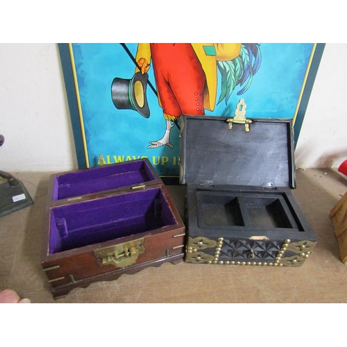 33 - TWO WOODEN BOXES WITH BRASS FITTINGS