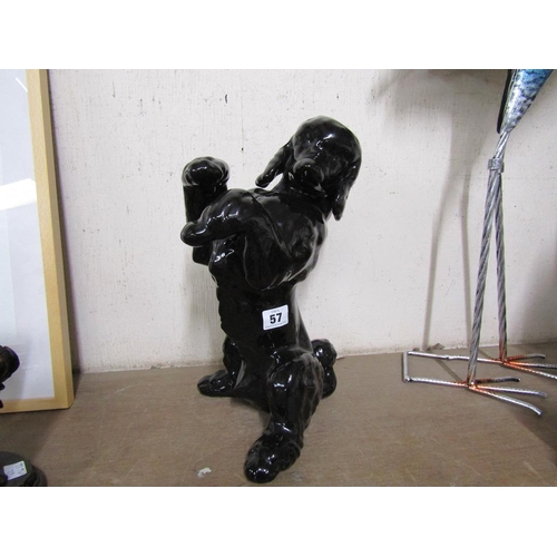 57 - CERAMIC FIGURE OF A BLACK POODLE DOG