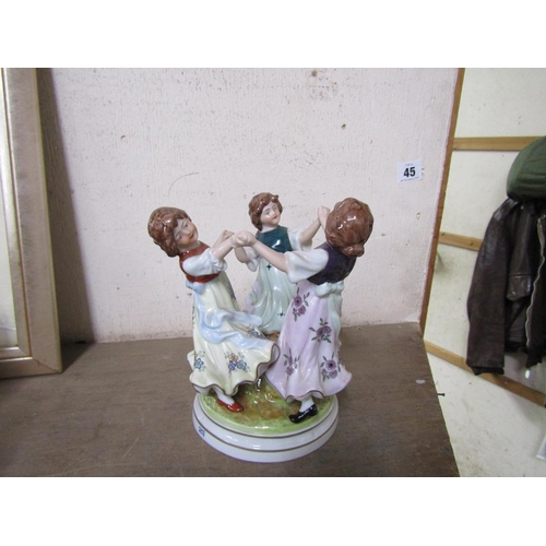 62 - DRESDEN FIGURE OF THREE GIRLS DANCING